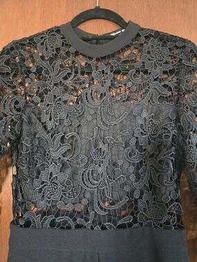 Gianni Black Lace Overlay Women's Top